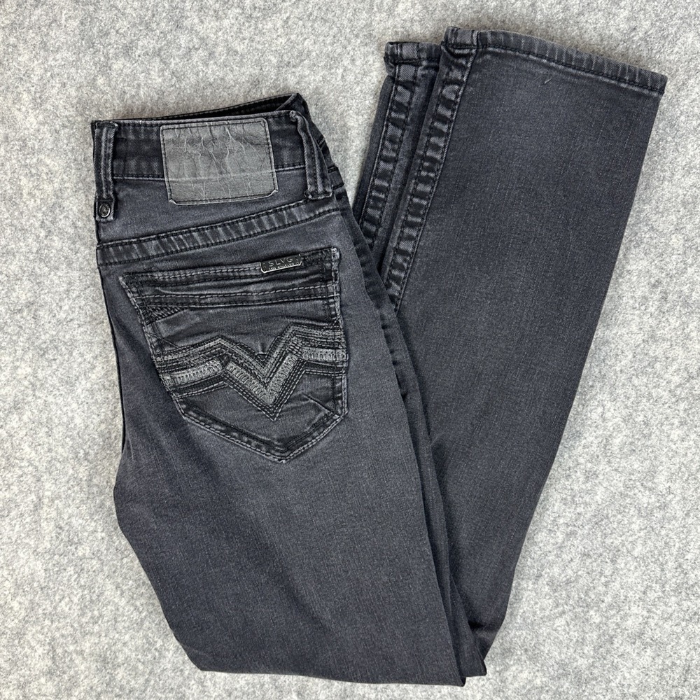 Salvage Supply Co Jeans Men 29x32 Faded Black Distressed Buckle Mayhem Straight